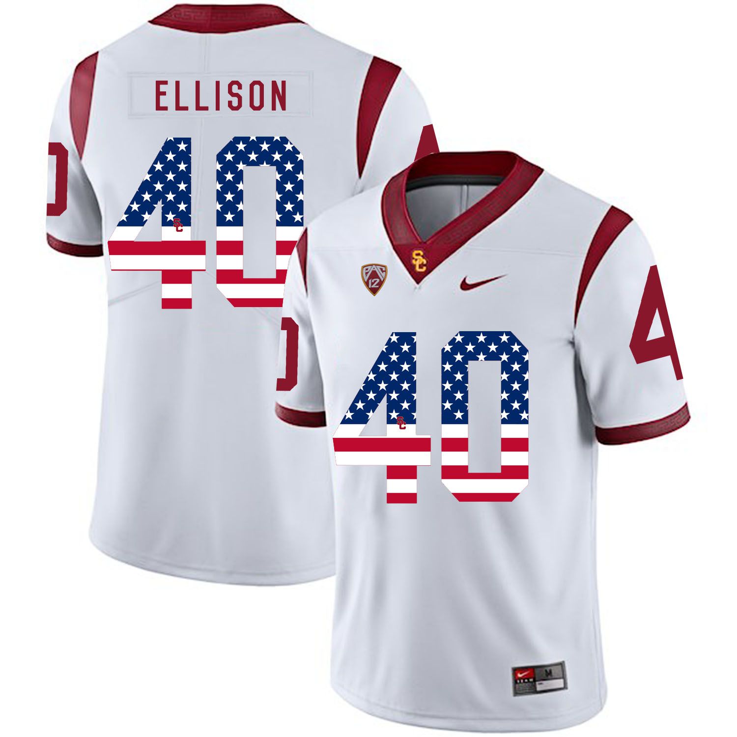Men USC Trojans #40 Ellison White Flag Customized NCAA Jerseys->new orleans saints->NFL Jersey